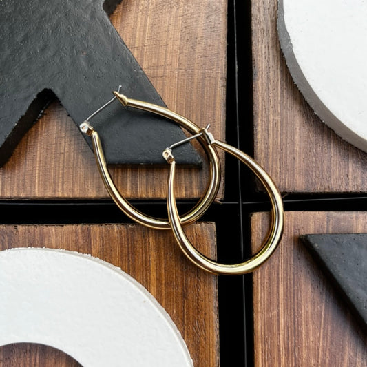 Brass Hollow Hoop - Gold