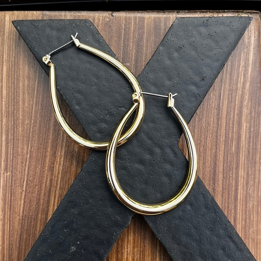 Brass Hollow Hoop - Gold